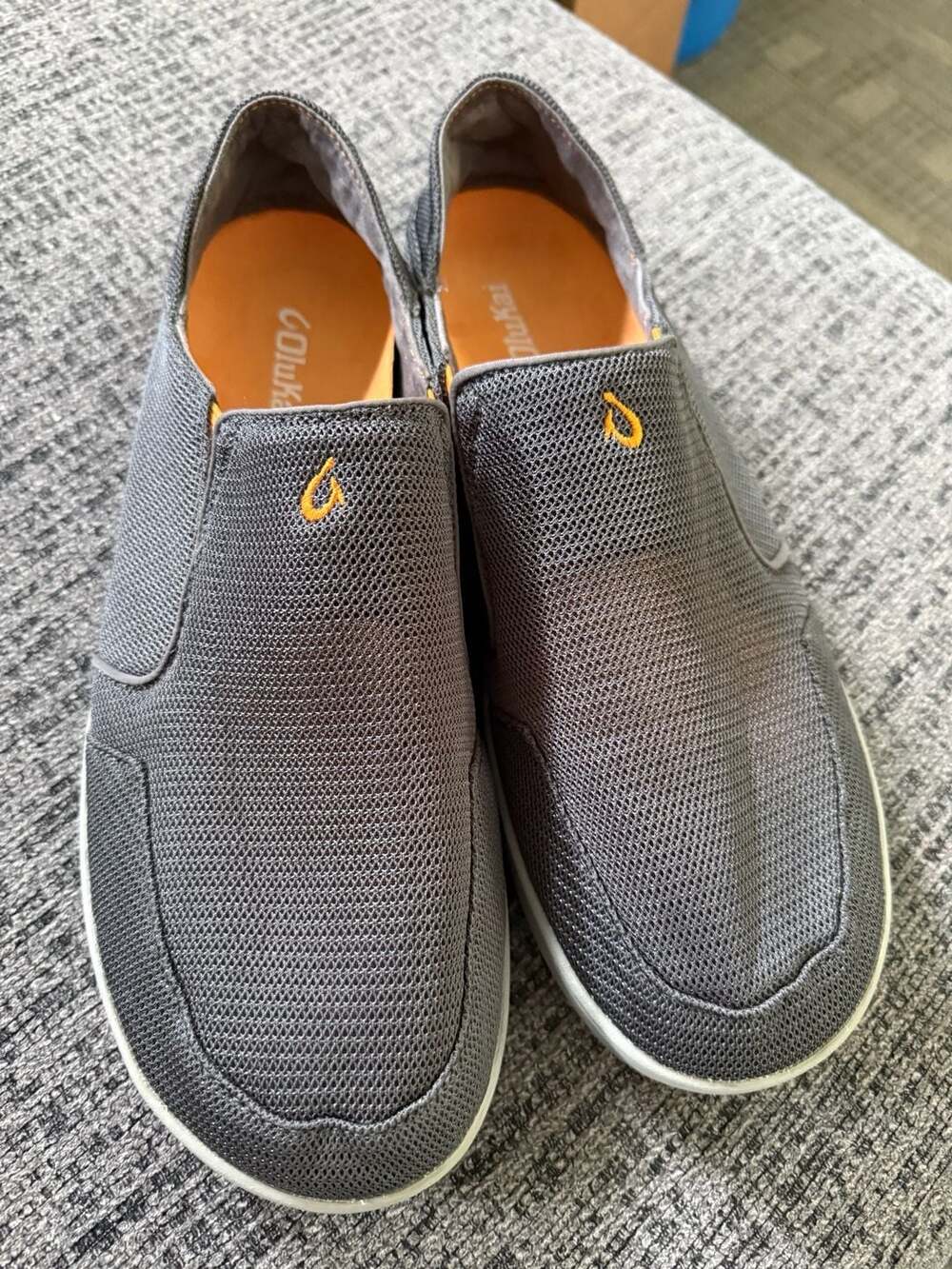 OluKai Nohea Mesh Men's Slip-On Shoes Size 12 Grey/Orange